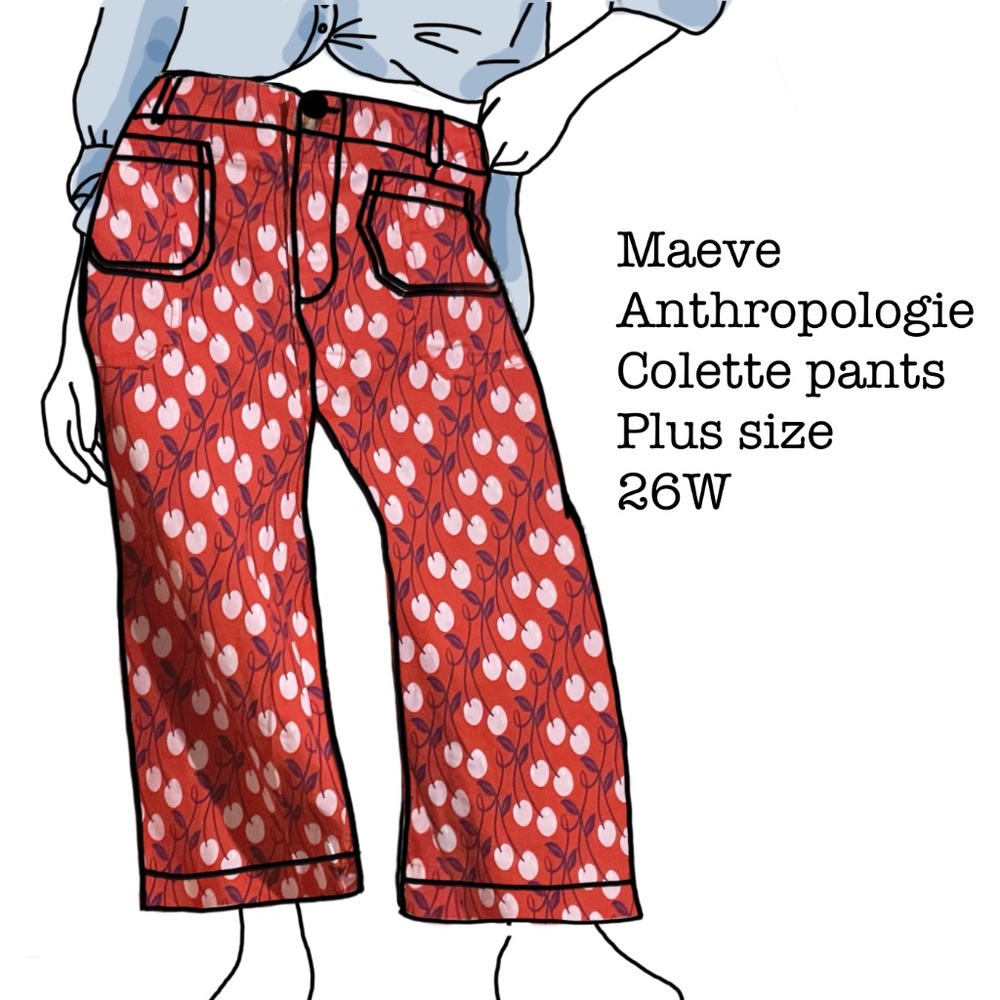 Maeve Anthropologie cherry print the Colette pants plus size 26W